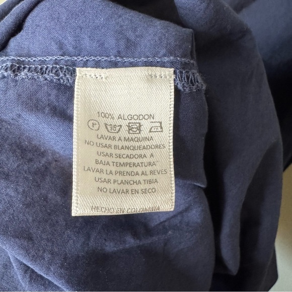 Salua Midi Navy Cotton Dress Size Medium Ruffle - Picture 5 of 6